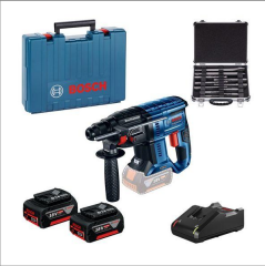 Profesyonel Set: Akülü kırıcı-delici GBH 180-LI + 11 parçalı SDS plus matkap ucu seti + 2 x GBA 18V 4.0Ah akü, kutu içinde